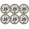 Elegantné papierové party taniere k 25. narodeninám s motívom balónov, 23 cm, 6 ks