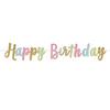 Lesklá glitrová farebná písmenková girlanda Happy Birthday - 365 cm