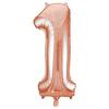 Fóliový balón číslo 1,  rosegold, 86 cm, Super Shape, 34 inch