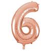 Fóliový balón číslo 6,  rosegold, 86 cm, Super Shape, 34 inch