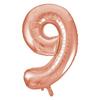 Fóliový balón číslo 9,  rosegold, 86 cm, Super Shape, 34 inch