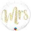 Fóliový balón Glitter Gold s nápisom Mrs., 43 cm
