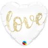 Fóliový balón Glitter Gold v tvare srdca s nápisom Love, 43 cm