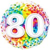 18 inch Rainbow Confetti fóliový balón na plnenie héliom k 80. narodeninám