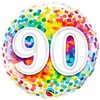 18 inch Rainbow Confetti fóliový balón na plnenie héliom k 90. narodeninám