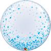 24 inch Deco Bubble balón modrý bodkovaný so vzorom konfety