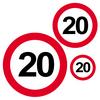 Nálepky k 20. narodeninám v tvare zákazovej dopravnej značky - 8 ks
