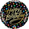 Narodeninový balón Birthday Gold Script & Dots, 43 cm