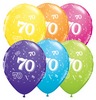 11 inch 70-A-Round Tropical Assortment farebné narodeninové balóny s číslom 70 (25 ks/bal)