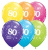 11 inch 80-A-Round Tropical Assortment farebné narodeninové balóny s číslom 80 (25 ks/bal)