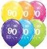 11 inch 90-A-Round Tropical Assortment farebné narodeninové balóny s číslom 90 (6 ks/bal)