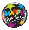 18 inch Birthday Brilliant Stars Black - hviezdičkový narodeninový fóliový balón