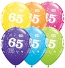 11 inch balón na narodeniny s potlačou čísla 65 tropical asst. (6 ks/bal)