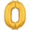 Number 0 Gold Mid Size Super Shape fóliový balón zlatá 0 - 66cm