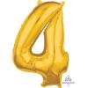 Number 4 Gold Mid Size Super Shape fóliový balón zlatá 4 - 66cm