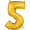 Number 5 Gold Mid Size Super Shape fóliový balón zlatá 5 - 66cm