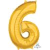 Number 6 Gold Mid Size Super Shape fóliový balón zlatá 6 - 66cm