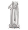 34 inch Number 1 Silver - strieborný fóliový balón číslo 1