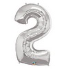 34 inch Number 2 Silver - strieborný fóliový balón číslo 2