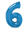 34 inch Number 6 Sapphire Blue - zafírovo modrý fóliový balón číslo 6