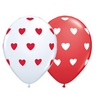 11 inch Big Hearts Red and White červený a biely latexový balón (6 ks/bal)