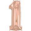 34 inch Number 1 Rosegold - ružovo zlatý fóliový balón číslo 1