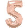 34 inch Number 5 Rosegold - ružovo zlatý fóliový balón číslo 5