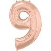 34 inch Number 9 Rosegold - ružovo zlatý fóliový balón číslo 9