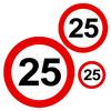 Set nálepiek s motívom zákazovej dopravnej značky s číslom 25, 8 ks