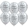 Strieborné gumené (latexové) balóny s maďarským nápisom Boldog Szülinapot, 6 ks, 28 cm