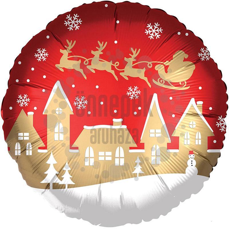 18 inch Satin Santa Village vianočný fóliový balón