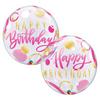 22 inch Birthday Pink & Gold Dots Bubble narodeninový balón