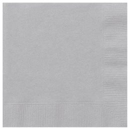 Strieborné papierové party servítky - 33 cm x 33 cm, 20 ks