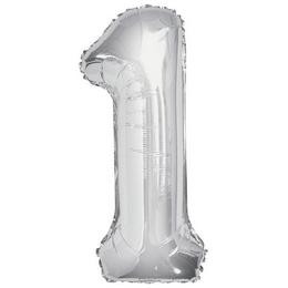 Strieborný fóliový balón Super Shape číslo 1, 34 inch