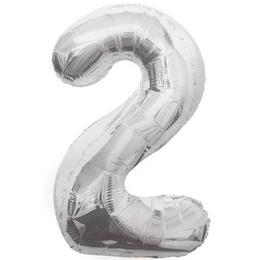 Strieborný fóliový balón Super Shape číslo 2, 34 inch