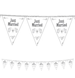 Svadobná girlanda vlajková - Just Married, 10 m