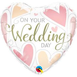 18 inch On Your Wedding Day Hearts svadobný fóliový balón v tvare srdca