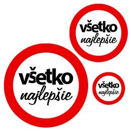 Všetko najlepšie! Set nálepiek s motívom zákazovej dopravnej značky so slovenským nápisom - 8 ks