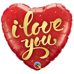 Zaľúbený fóliový balón v tvare srdca s nápisom I Love You - 46 cm