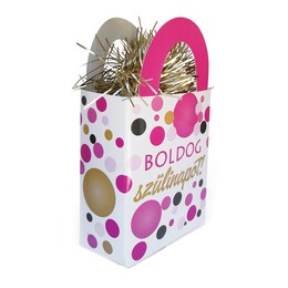 Závažie na balóny ružová mini darčeková taška - Boldog Szülinapot!