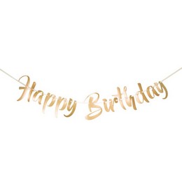 Happy Birthday  narodeninová zlatá písmenková party girlanda - 1 m